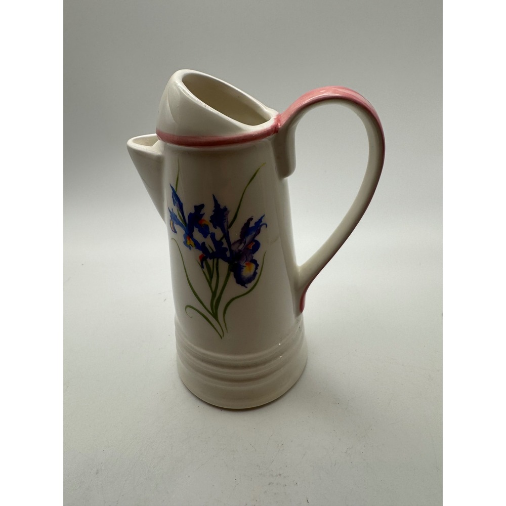 Russ Watering Can Pitcher Iris‎ Floral Quote Ceramic Pink Handle Home Decor
